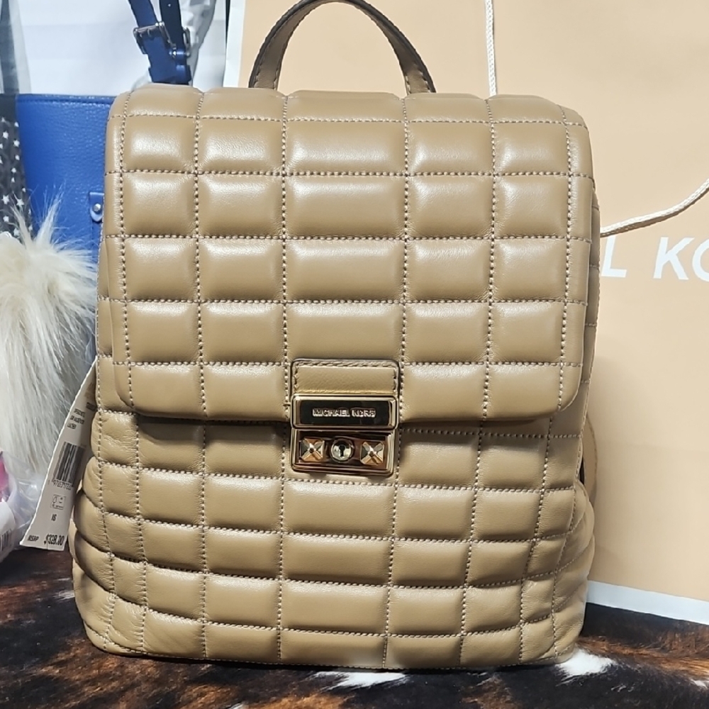 Michael Kors Tan Quilted Backpack